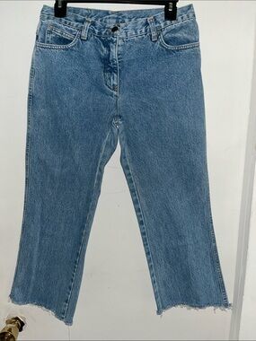Fendi Blue Cropped Raw-Hem Jeans